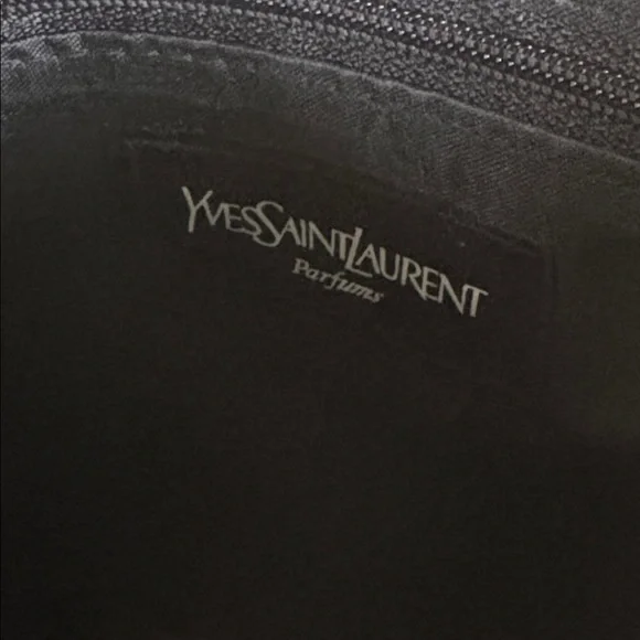 YSL Yves Saint Laurent Elegant Black Makeup Toiletry Bag Silk Rare Hard to Find - Picture 8 of 15